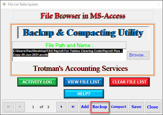 ABCRU Backup Access Database
