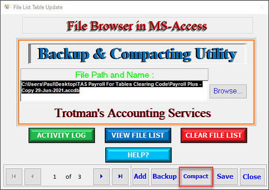 ABCRU Compact & Repair Access Database